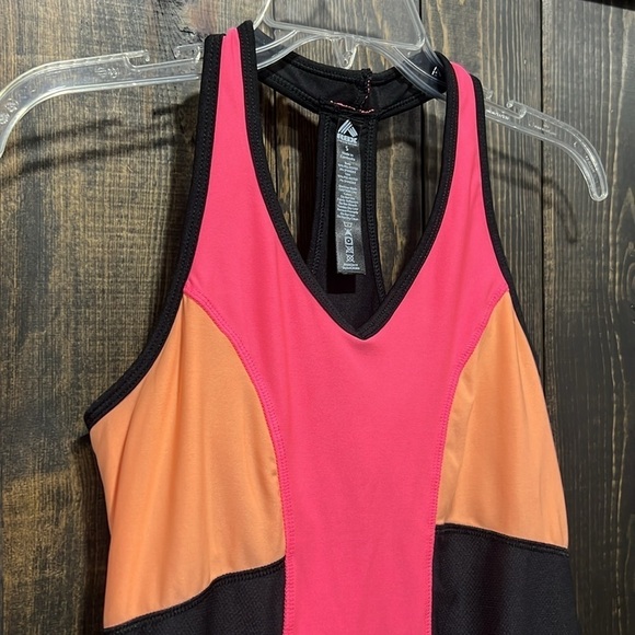 RBX Active Tank S Color Block Black Pink Orange Racerback Stretchy Workout Top - Picture 2 of 6